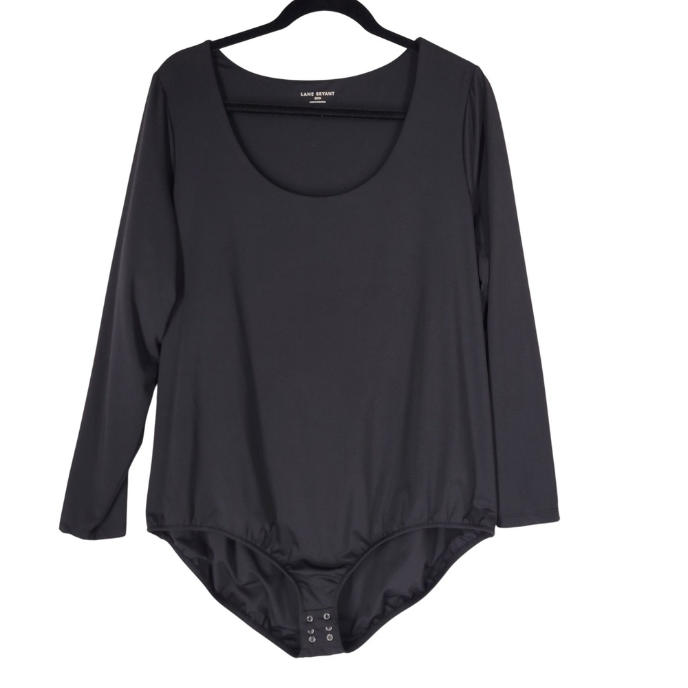 Lane Bryant Black Long Sleeve Scoop Neck Bodysuit Plus Size 22/24 Stretchy